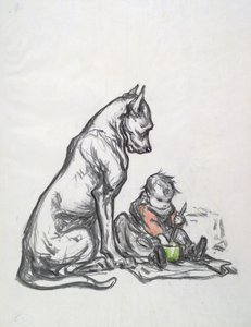 Hund og barn, tidligt 20. århundrede af Robert Noir