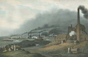 Bilston - Bradley Iron Works: water color painting, 1837dani