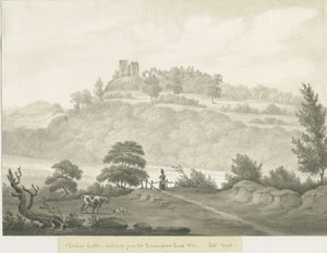 Dudley Castle: sepia tegning
