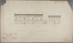 Arkitekttegning af Universitetsbiblioteket, 1827 (blyant & wc på papir) af Robert Payton Reid