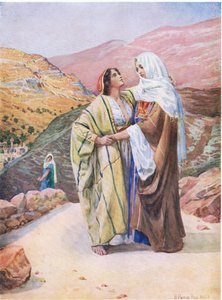 Ruth og Naomi, fra Bibelens billedbog udgivet af Thomas Nelson, ca. 1950