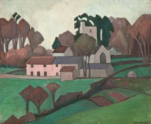 Clayhidon Church (olie på lærred) af Robert Polhill Bevan