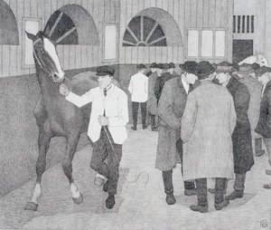 Hestehandlere på Barbican (Barbican No.2) 1921 (litho) af Robert Polhill Bevan