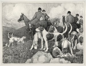 Jagtscene (litho) af Robert Polhill Bevan