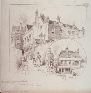 Set bagfra af Old Blakeney Head Inn, Bartholomew Close, London, ca. 1900 af Robert Randoll