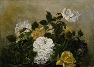 Roser - flot stilleben, stilleben med roser af Robert S. Duncanson