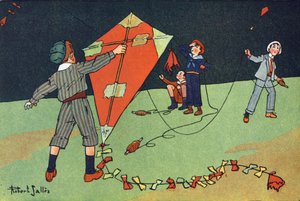 Den flyvende drage. Indgravering i "" Hvad spiller vi? “” af E. Weber med akvareltegninger af Robert Salles (1871-1929). Librairie Garnier Freres, Paris af Robert Salles