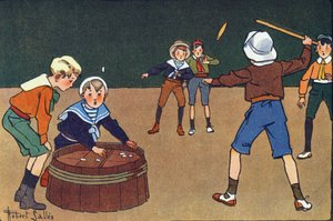 Oselletterne og kvinetten. Indgravering i "" Hvad spiller vi? “” af E. Weber med akvareltegninger af Robert Salles (1871-1929). Librairie Garnier Freres, Paris af Robert Salles