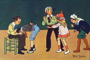 Den varme hånd. Indgravering i "" Hvad spiller vi? “” af E. Weber med akvareltegninger af Robert Salles (1871-1929). Librairie Garnier Freres, Paris
