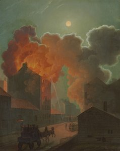 En brand i Boston ved Moonlight, ca. 1830-1835