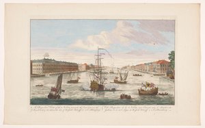 Udsigt over Neva-floden i Sankt Petersborg set fra vestsiden Et perspektivbillede af Neva mod øst (...) (titel på objekt)