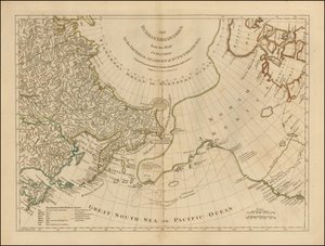 1775-kort - De russiske opdagelser, fra kortet udgivet af det kejserlige akademi i Sankt Petersborg af Robert Sayer
