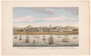 Udsigt over Fort Saint George i Madras Fort St George på Coromandel Coast. Tilhører East India Company of England (titel på objekt) Afviklinger af VOC (serietitel) af Robert Sayer