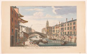 Se på de Ponte delle Guglie over de Canale di Cannaregio te Venetië En udsigt over broen på Canal Reggio; og St. Jeremias-kirken til den store kanal i Venedig (titel på objektet) Venetië (serietitel) af Robert Sayer