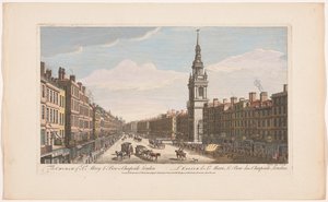 Udsigt over Saint Mary-le-Bow kirken på Cheapside street i London Kirken St Mary le Bow i Cheapside London (titel på objekt) London (serietitel) af Robert Sayer