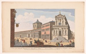 Se på kirken Santo Spirito i Sassia te Rom Udsigt over Helligåndens kirke og hospital i Rom (titel på objektet) Rom (serietitel) af Robert Sayer