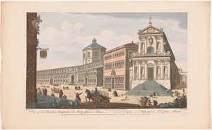 Se på kirken Santo Spirito i Sassia te Rom Udsigt over Helligåndens kirke og hospital i Rom (titel på objektet) Rom (serietitel) af Robert Sayer