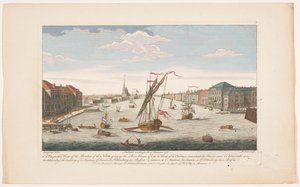 Udsigt over Neva-floden i Sankt Petersborg, set mod strømmen Et perspektivbillede af Nevas grænser, der går op ad floden (...) (titel på objektet)