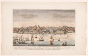 Udsigt over byen Lissabon Et generelt billede af byen Lissabon, hovedstaden i kongeriget Portugal (titel på objektet) Madrid og Lissabon (serietitel)