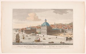 Udsigt over det kongelige palads i Lissabon En udsigt over kongen af ​​Portugals palads i Lissabon (titel på objektet) Madrid og Lissabon (serietitel) af Robert Sayer