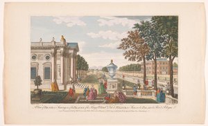 Udsigt over Schloss Pillnitz En udsigt over Bilniz i Sachsen, et af kongen af Polens paladser (titel på objektet) Saksen (serietitel) af Robert Sayer