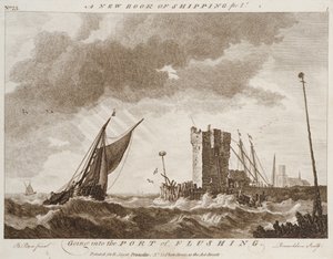 På vej ind i havnen i Flushing (gravering) af Robert Sayer