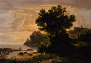 Landskab med familie ved søen, 1858. af Robert Seldon Duncanson