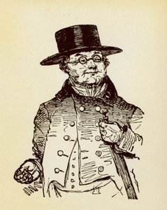 Portræt af Sir Pickwick, helten i romanen "Sir Pickwicks eventyr" af Charles Dickens (1812-1870)