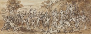 Figurstudie af en Bacchanalia-fest i et skovklædt landskab af Robert Smirke