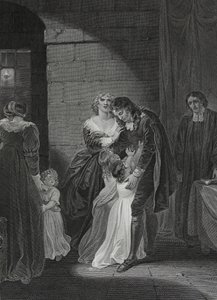 Lord W. Russels sidste samtale med sin familie, graveret af George Noble, illustration fra David Humes "The History of England", udgivet af R. Bowyer, London, 1812 af Robert Smirke