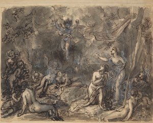 Studie af nøgne figurer i et skovklædt område af Robert Smirke
