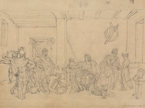 Studie af en indre scene med romerske soldater af Robert Smirke