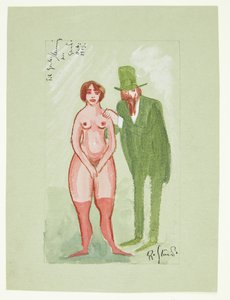 Rosa dame og grøn mand af Robert Storm Petersen