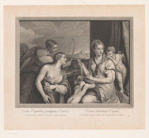 Venus gør en blindduk om ved Cupido Venus vælger Amors øjne. Venus blænder Amor (titel på objekt)