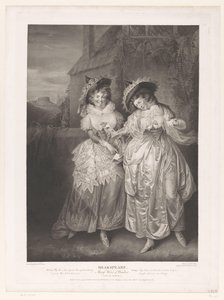 Mrs Ford og Mrs Page med John Falstaffs kærlighedsbrev Shakspeare, Merry Wives of Windsor (titel på objekt) Tryk efter malerier fra Boydell