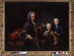 Monsieur de Saint Cannat og hans børn (olie på lærred) af Robert Tournieres