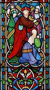 Kristus med korset og Maria Magdalene, ca.1865 (glasmaleri)