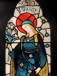 Jomfru Maria, 1864 (farvet glas)