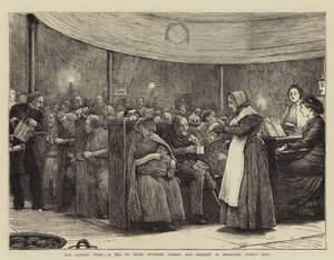 Our London Poor, en te til syv hundrede vagabonde og tiggere i Moorgate Street Hall af Robert Walker Macbeth