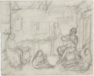 Mennesker indendørs af Robert Wilhelm Ekman