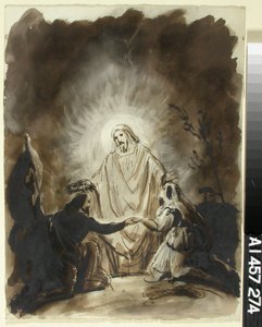 Kristus velsigner to knælende personer af Robert Wilhelm Ekman