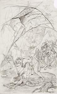 Lemmingens mor i Tuonela, skitse til en tegnefilmserie med Kalevala-tema af Robert Wilhelm Ekman