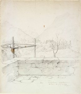 Udsigt til villaen, hvor kunstneren boede i Subiaco af Robert Wilhelm Ekman
