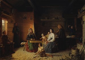 At spille Kantele i en bondehytte, 1868.