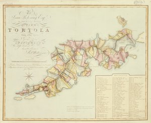 Plan over Tortola fra opmåling foretaget af George King af Robert Wilkinson