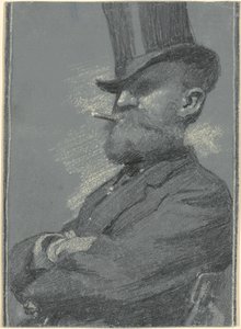 Mand med høj hat, ryger en cigar
