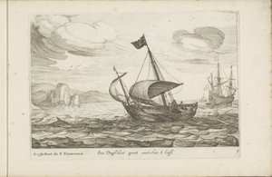 Dogger af hundestøvle Een Dogh-boot groot om 8 Last / Dogh-Boot de 8 Tonneaux (titel på objekt) Forskellige skibe ikke på se sert dans les Provinces Unies / Ikoner af forskellige hollandske skibe, hvis brug hovedsageligt er i de indre farvande i regionen