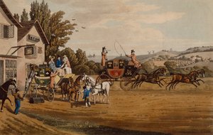En London Mail and Stage Coach (farvet indgravering)