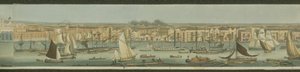 Panoramaudsigt over Themsen, fra dens sydbred ved Bermondsey, der viser Stepney, 1823 (akvatint)