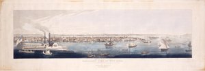 Panoramaudsigt over New York, taget fra nord [Hudson] River, 1844 (håndfarvet radering og akvatint, femte stat)